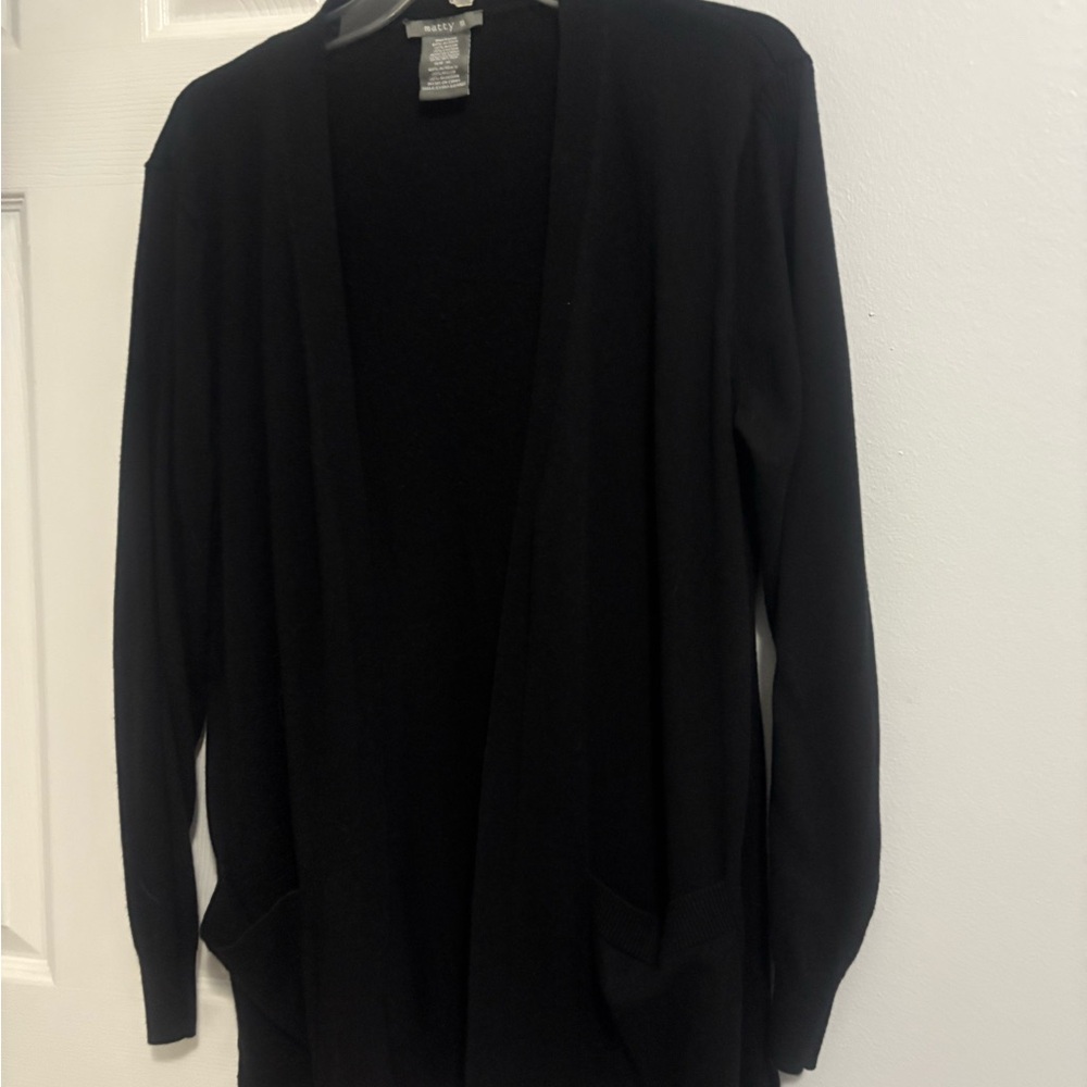 Matty M Classic Black open front cardigan